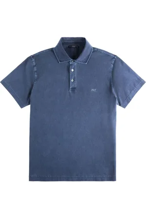 FAY Tops, Heren, Blauw, L, Katoen, Jersey Polo Shirt
