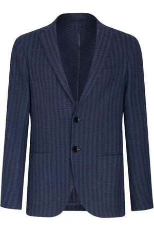 Etro Jassen, Heren, Blauw, L, Katoen, Jacquard Katoenen Jersey Jas