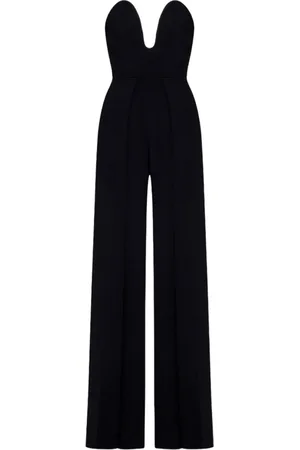 Solace Jumpsuits & Playsuits, Dames, Zwart, M, Leer, Elegante jumpsuit met U-hals