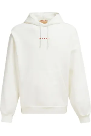 Marni Sweatshirts & Hoodies, Heren, Wit, L, Katoen, Hooded katoenen sweatshirt