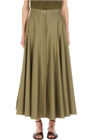 Max Mara Rokken, Dames, Groen, S, Katoen, Groene Gerende Rok met Hoge Basque