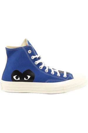 Comme des Garçons Schoenen, Heren, Blauw, 44 EU, Canvas Sneakers met Laterale Print