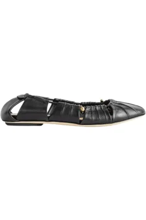Chloé Schoenen, Dames, Zwart, 36 EU, Leer, Zwarte leren ballerina`s met cut-outs