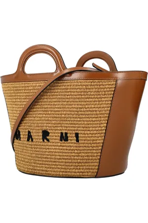 Marni Tassen, Dames, Bruin, ONE Size, Leer, Tropicalia Small Tropical Tas