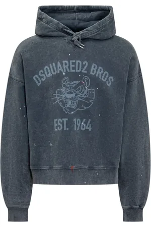 Dsquared2 Sweatshirts & Hoodies, Heren, Blauw, L, Katoen, Marineblauwe Hoodie met Logo Print