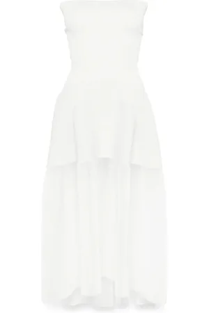 CFCL Kleedjes, Dames, Wit, L, Witte Lurex Plooi Jurk