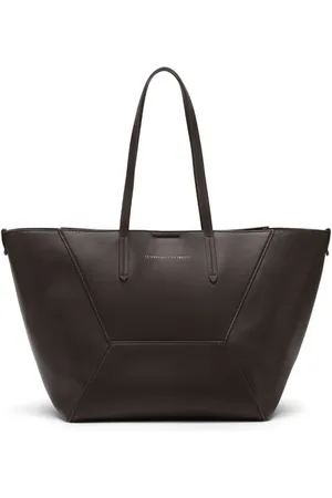 Brunello Cucinelli Tassen, Dames, Bruin, ONE Size, Leer, Schoudertas