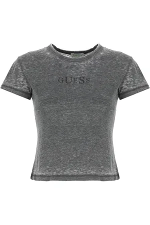 Guess Tops, Dames, Zwart, L, Katoen, T-shirt van katoenmix
