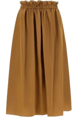 HERNO Rokken, Dames, Bruin, L, Kameel Taffeta Rok met Ritssluiting