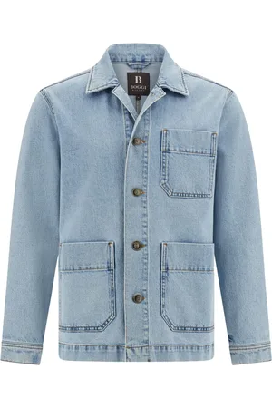 Boggi Milano Jassen, Heren, Blauw, L, Katoen, Work Shirt Jacket in Katoen Denim