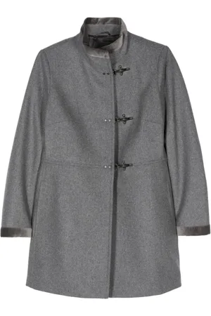 FAY Mantels, Dames, Grijs, S, Wol, Wollen Mix Grijze Jas Hoge Hals