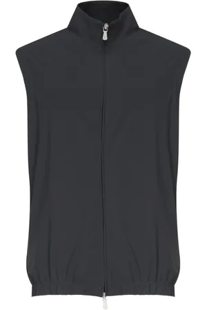 ELEVENTY Jassen, Heren, Blauw, M, Blauwe Rits Vest met Hoge Kraag