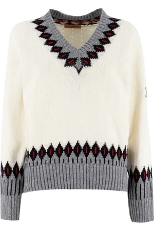 ERMANNO SCERVINO Truien, Dames, , L, Wol, Geborduurde trui met V-hals