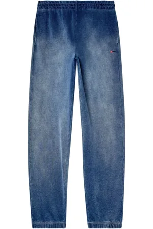 Diesel Jeans, Heren, Blauw, L, Katoen, Sportbroek met Logo Borduursel