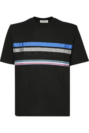 Lanvin Tops, Heren, Zwart, S, Katoen, T-shirt met logo en grafische print