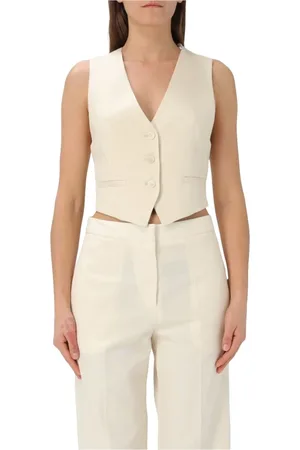 Dondup Jassen, Dames, , S, Linnen, Linnenmix Single-Breasted Vest