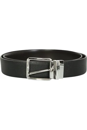 CANALI Accessoires, Heren, Zwart, 90 CM, Leer, Riem met korrelige textuur