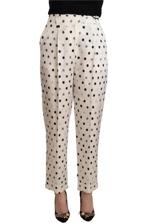ERMANNO SCERVINO Broeken, Dames, Wit, S, High Waist Polka Dotted Tapered Broek