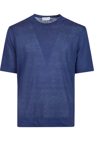 BALLANTYNE Tops, Heren, Blauw, 2Xl, Stijlvolle Plain Stitch T-shirt