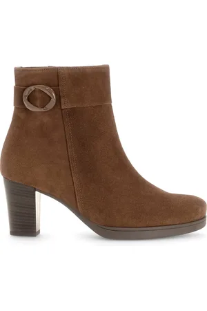Gabor Schoenen, Dames, Bruin, 35 1/2 EU, Leer, Cocoa Velvet Enkellaarsjes
