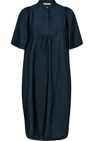 Co`Couture Kleedjes, Dames, Blauw, XS, Jurk met volantdetails en korte mouwen