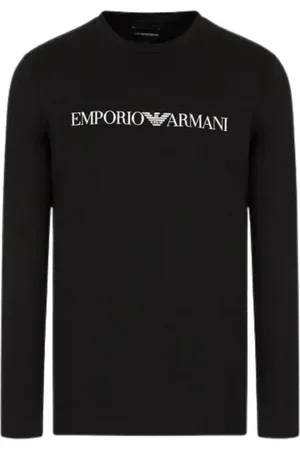 Emporio Armani Sweatshirts & Hoodies, Heren, Zwart, S, Katoen, T-shirt met lange mouwen