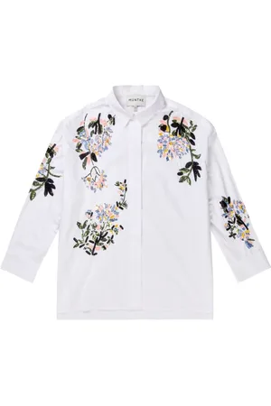 Munthe Blouses & Shirts, Dames, Wit, L, Katoen, Gebloemde Witte Blouse