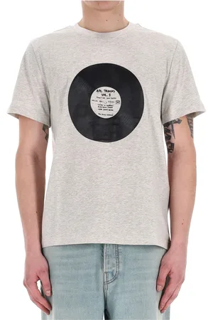 A.P.C. Tops, Heren, Grijs, S, Katoen, Lichtgrijs Katoen Vinyl T-shirt