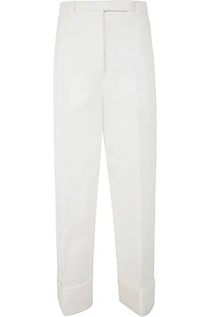 Thom Browne Broeken, Dames, Wit, M, Katoen, Cotton Canvas Straight Leg Broek