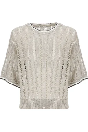 Brunello Cucinelli Truien, Dames, , M, Linnen, Sequin Linnen Trui