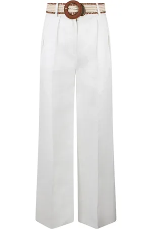 ZIMMERMANN Broeken, Dames, Wit, M, Linnen, Hoge Taille Linnen Broek