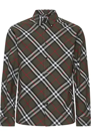 Burberry Overhemden, Heren, Bruin, S, Katoen, Geruite katoenen overhemd
