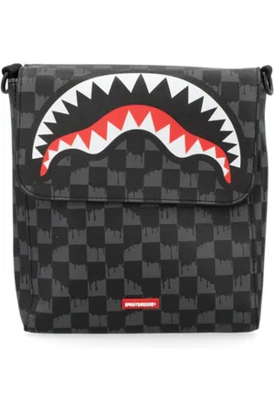 Sprayground Tassen, Heren, Zwart, ONE Size, Polyester, Drip Check Shark Messenger Sling