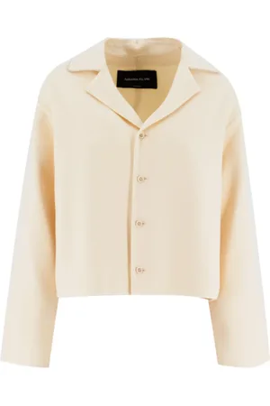 Fabiana Filippi Jassen, Dames, Wit, S, Wol, Zachte wollen cropped jas met revers