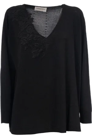 ERMANNO SCERVINO Truien, Dames, Zwart, L, V-hals Truien