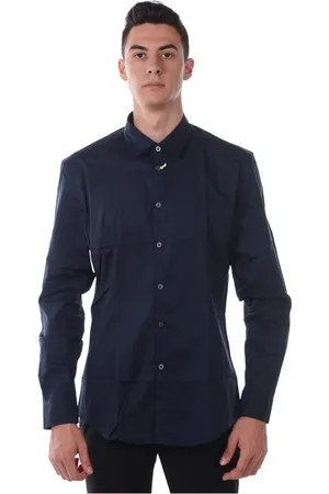 D.A. Daniele Alessandrini Overhemden, Heren, Blauw, M, Katoen, Basis V-Hals Shirt