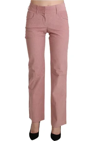 ERMANNO SCERVINO Broeken, Dames, Roze, M, Katoen, Chique Roze Mid Waist Broek