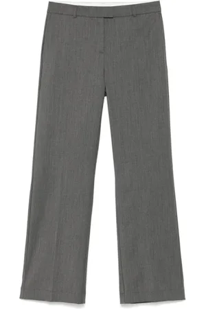 Herskind Broeken, Dames, Grijs, L, Polyester, Donkergrijze geplooide cropped broek