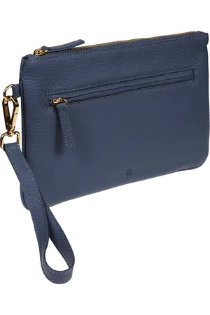 ELEVENTY Tassen, Dames, Blauw, ONE Size, Leer, Leren Documenthouder