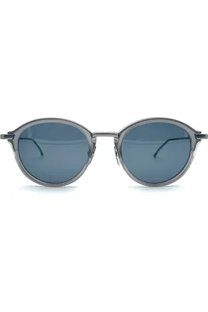 Thom Browne Accessoires, Heren, Grijs, ONE Size, Ronde Zonnebril