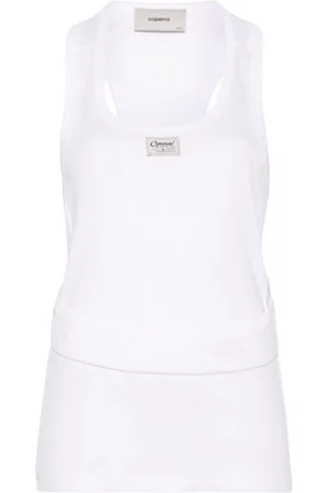 COPERNI Tops, Dames, Wit, S, Katoen, Witte Mouwloze Top met U-hals