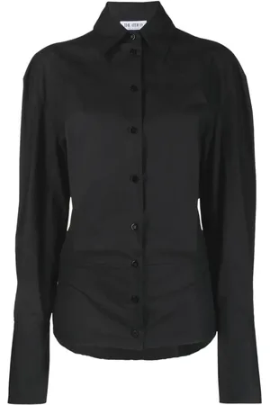The Attico Blouses & Shirts, Dames, Zwart, M, Katoen, Casual Lange Mouw Zwart Katoenen Shirt