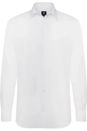 Boggi Milano Overhemden, Heren, Wit, XL, Nylon, Nylon Stretch Tokyo Collar Slim Fit Casual Overhemd