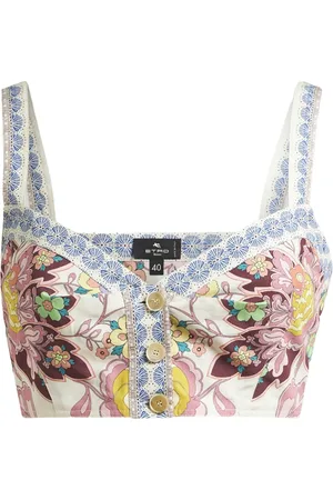 Etro Tops, Dames, Veelkleurig, XS, Katoen, Top met sweetheart halslijn