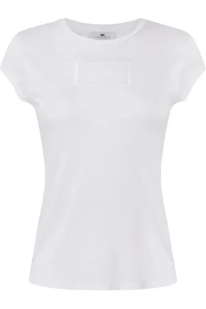Elisabetta Franchi Tops, Dames, Wit, M, Katoen, Chic Dress T-Shirt