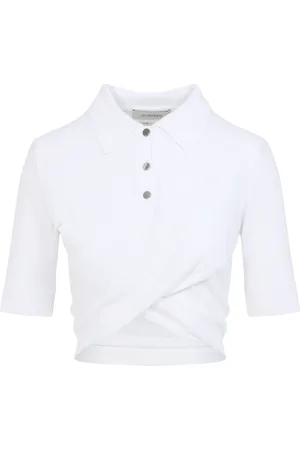 Sportmax Tops, Dames, Wit, M, Katoen, Crossed Polo Shaker