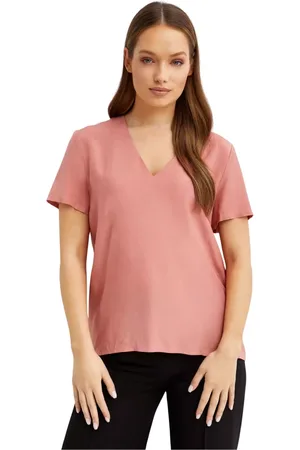 FAY Tops, Dames, Roze, S, V-hals Blouse Casual Stijl