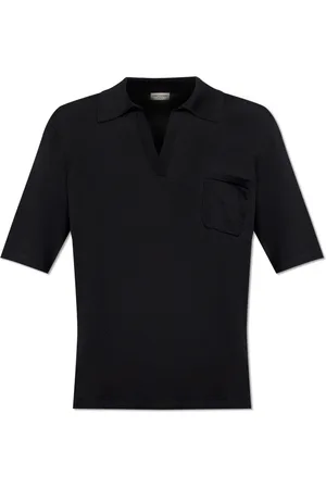 Saint Laurent Tops, Heren, Zwart, M, Wol, Wollen poloshirt