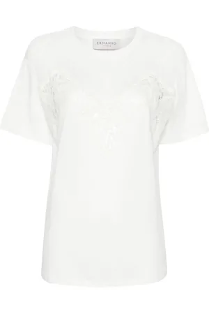 ERMANNO SCERVINO Tops, Dames, Wit, S, Katoen, Basic T-shirt