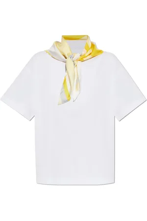Bottega Veneta Tops, Dames, Wit, S, Katoen, T-shirt met decoratieve inzet